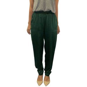 Diane Gilman Emerald Green 100% Silk Tapered Pants Size S